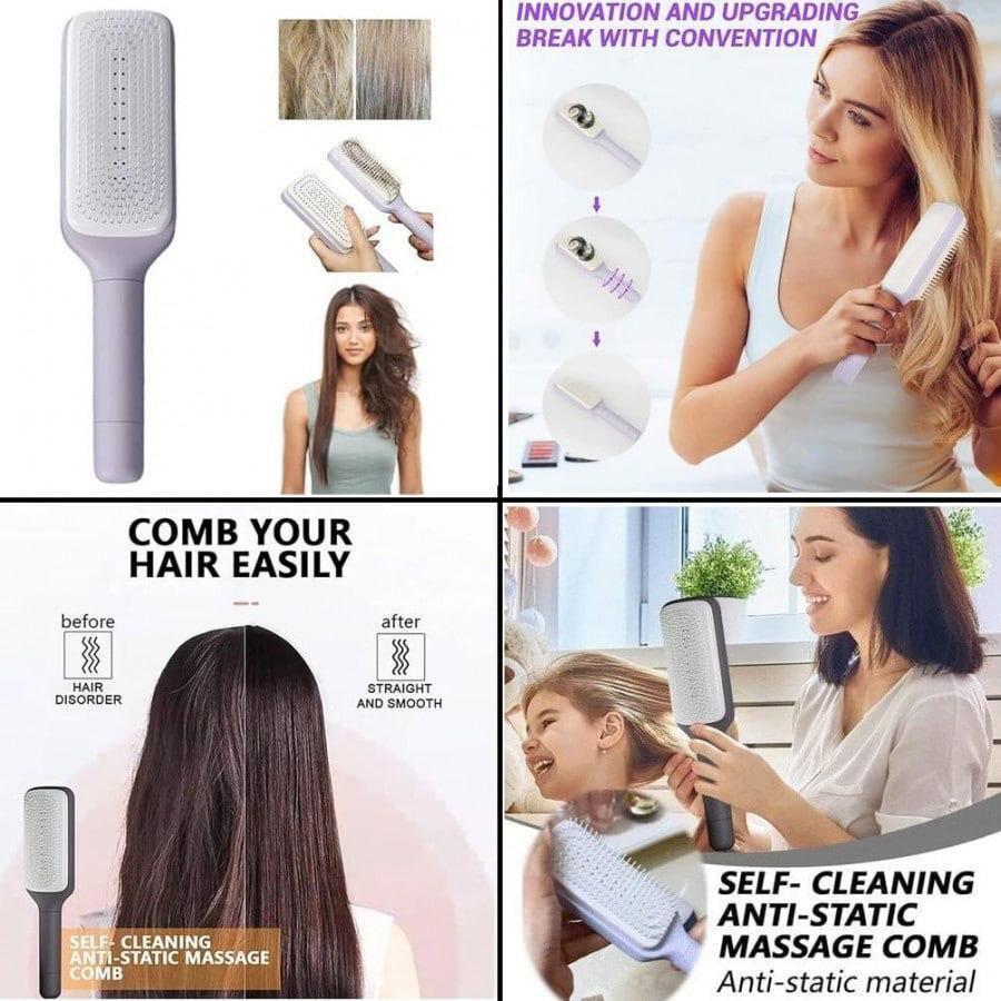 GharNeeds™ One-Click Self-Cleaning Anti-Static Hairbrush