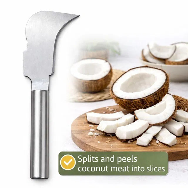 GharNeeds™ Heavy-Duty Stainless Steel Coconut Splitter & Meat Remover Knife